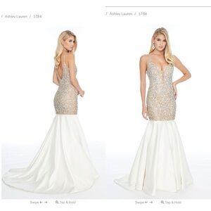 Ashley Lauren White and Silver prom pageant wedding gown